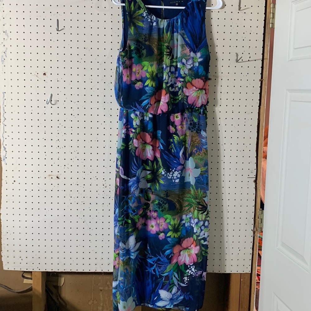 Tiana B. Floral bleu lightweight flowing dress pink flowers woman’s size M